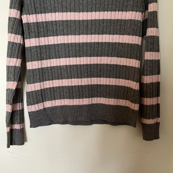 💗 Izod Women’s Gray & Pink Striped Cable Knit Sweater | Size M 💗 - Picture 10 of 10